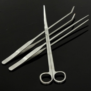 Stainless Steel Aquascaping Kit | Curve & Straight Tweezers Curved Scissors